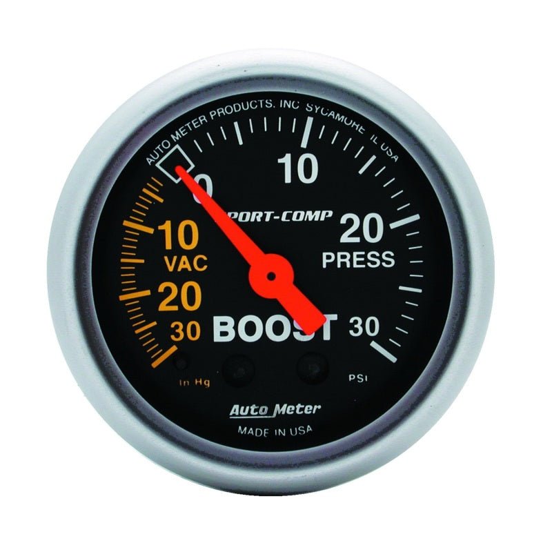 Autometer Sport-Comp 52mm 30 PSI Mechanical Boost Gauge AutoMeter Gauges