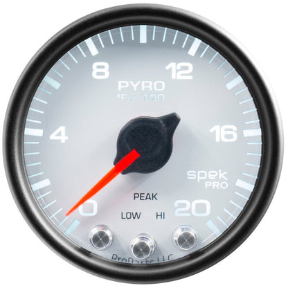 Autometer Spek-Pro Gauge Pyro. (Egt) 2 1/16in 2000f Stepper Motor W/Peak & Warn Wht/Blk AutoMeter Gauges