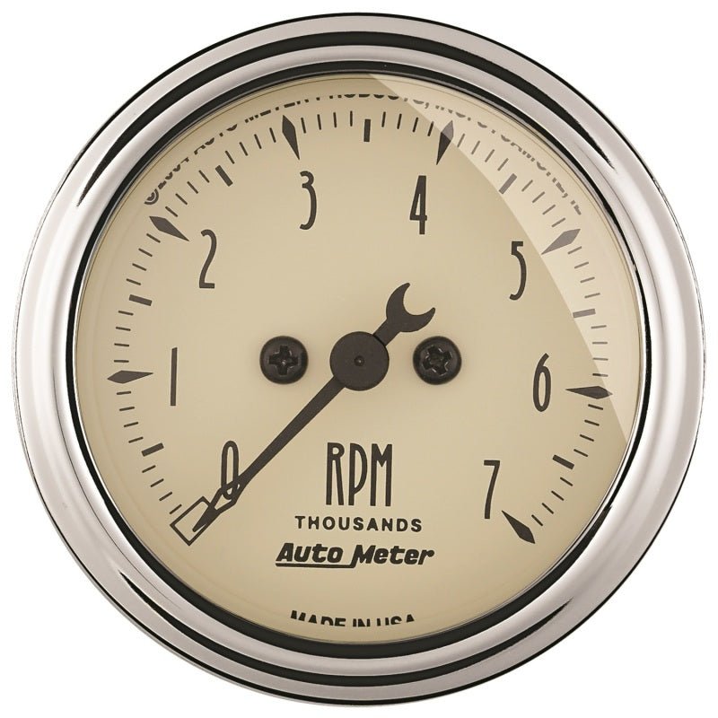 Autometer 2-1/16in Antique Beige In-Dash 7K RPM Tachometer Gauge AutoMeter Gauges