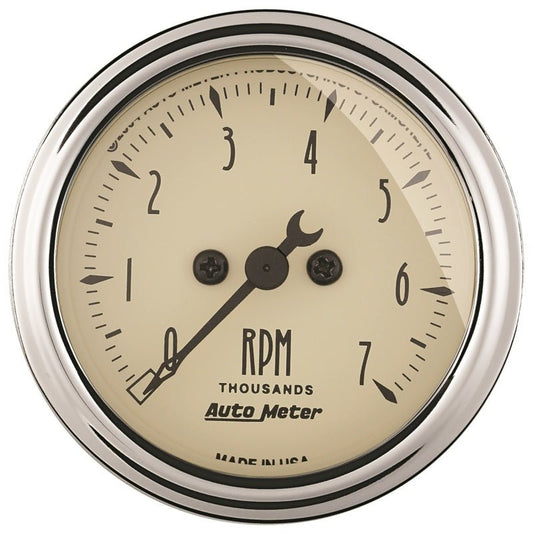 Autometer 2-1/16in Antique Beige In-Dash 7K RPM Tachometer Gauge AutoMeter Gauges