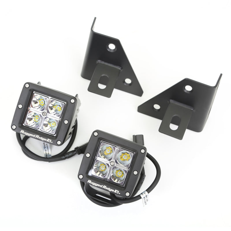 Rugged Ridge 76-95 Jeep Wrangler CJ/YJ Square Windshield LED Kit w/ Brackets Rugged Ridge Light Bars & Cubes