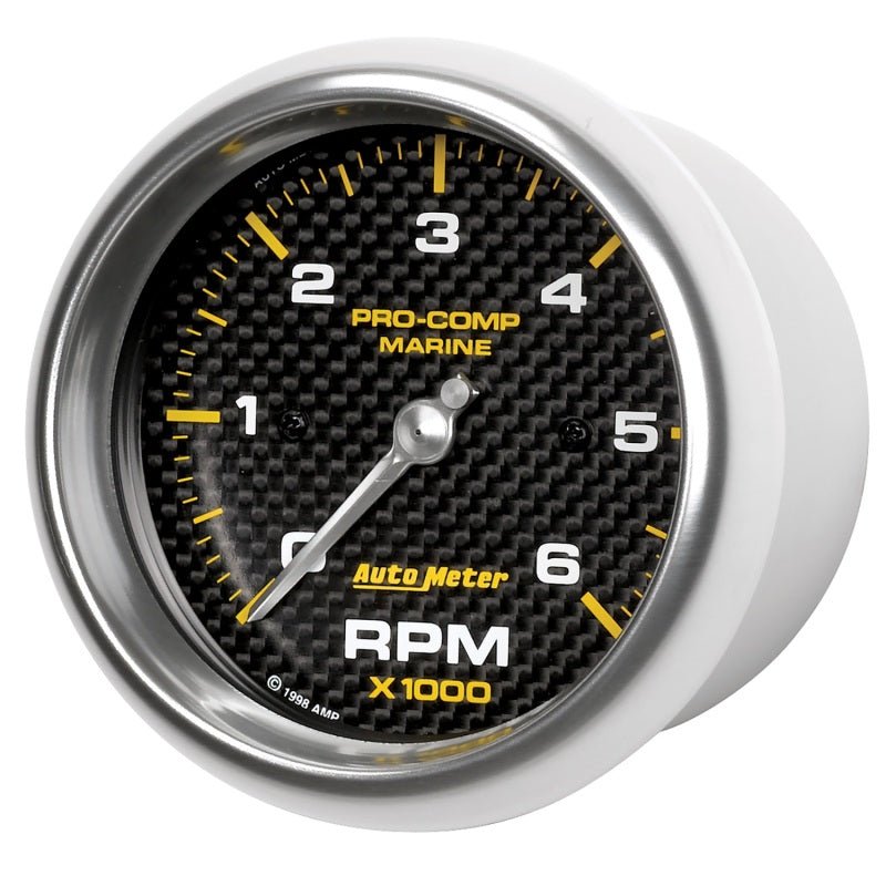 Autometer Marine Carbon Fiber Ultra-Lite Gauge 3-3/8in Tachometer 6K RPM AutoMeter Gauges