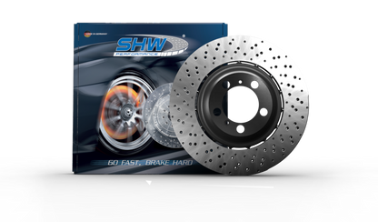 SHW 18-19 Porsche 911 Carrera 4 GTS 3.0L w/o Ceramic Brake Right Frt Drilled-Dimpled LW Brake Rotor SHW Performance Brake Rotors - Drilled