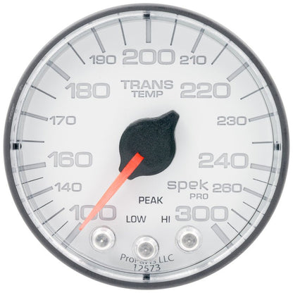 Autometer Spek-Pro 2 1/16in 300 Degree F Stepper Motor W/Peak & Warn White/Black Trans Temp Gauge AutoMeter Gauges