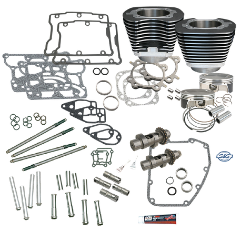 S&S Cycle 07-17 BT S&S 106in Big Bore Hot Set Up Kit w/o Cylinder Heads - Wrinkle Black