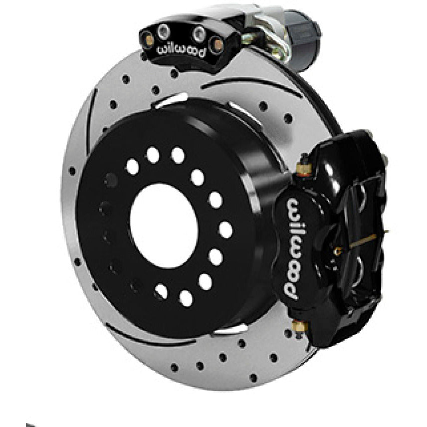 Wilwood Forged Dynalite Rear Electronic Parking Brake Kit -Black Powder Coat Caliper - SRP D/S Rotor Wilwood Brake Calipers - Perf