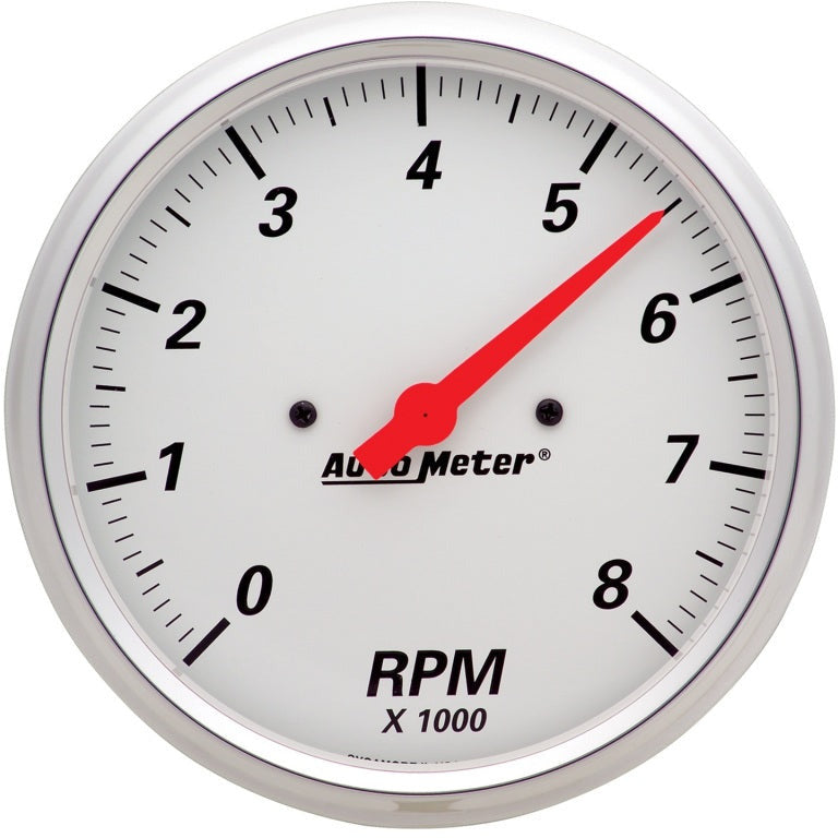 AutoMeter Gauge Tachometer 5in. 8K RPM In-Dash Arctic White AutoMeter Gauges