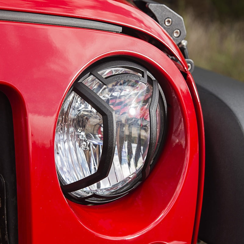 Rugged Ridge 07-18 Jeep Wrangler JK/JKU Textured Black Elite Headlight Euro Guards Rugged Ridge Light Covers and Guards