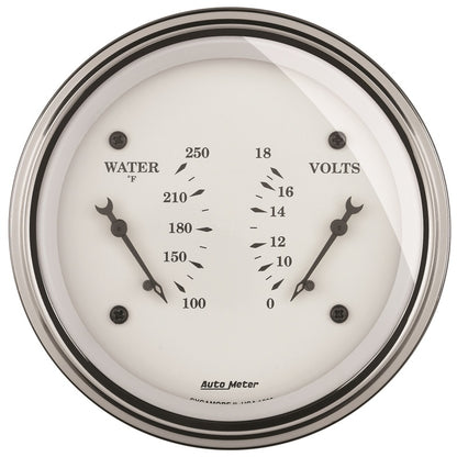 AutoMeter Gauge Dual Wtmp & Volt 3-3/8in. 250 Deg. F & 18V Elec Old Tyme White AutoMeter Gauges