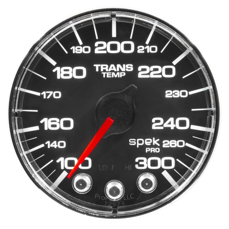 Autometer Spek-Pro Gauge Water Temp 2 1/16in 300f Stepper Motor W/Peak & Warn Blk/Chrm AutoMeter Gauges