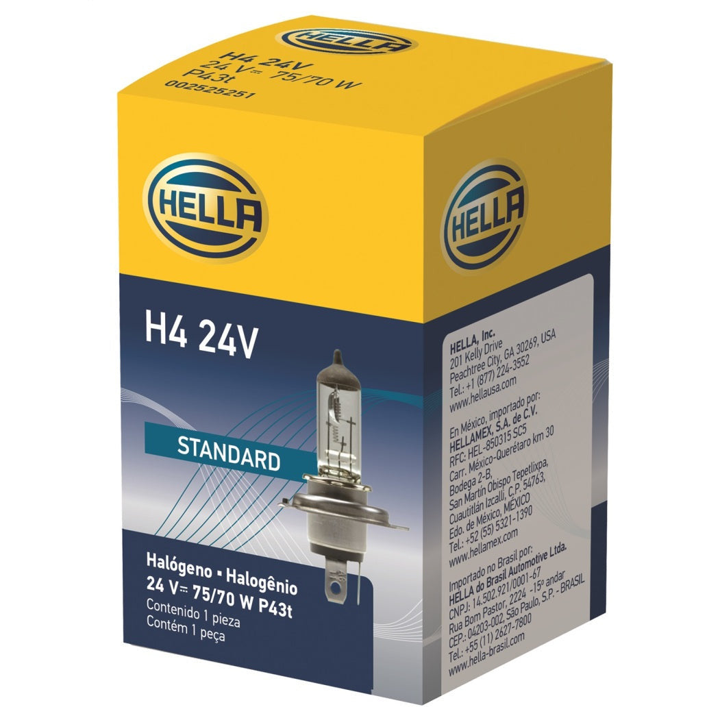 Hella H4 24V 75/70W P43t T4.625 Halogen Bulb (Min Order Qty 10) Hella Bulbs