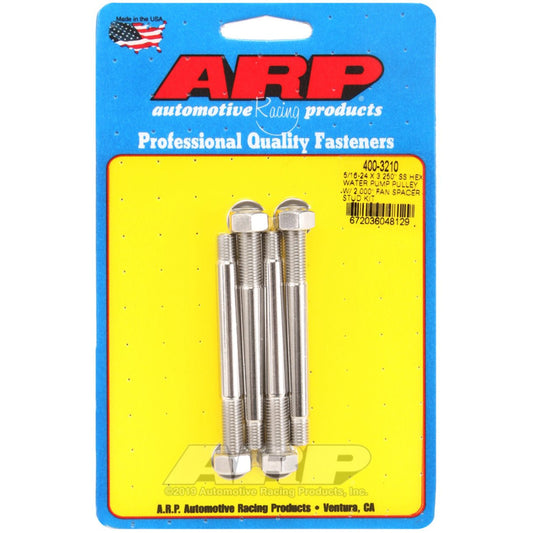 ARP 5/16-24 X 3.250 SS Hex Water Pump Pulley w/ 2.000in Fan Spacer Stud Kit ARP Hardware - Singles
