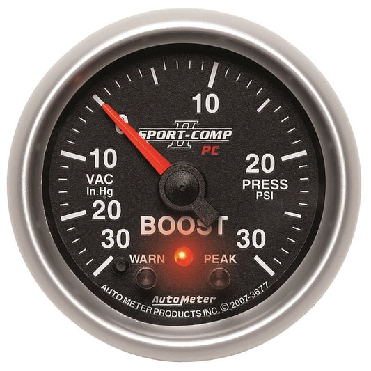 Autometer Sport-Comp II 52mm 30 IN HG / 30 PSI Electronic Boost/Vacuum Gauge AutoMeter Gauges