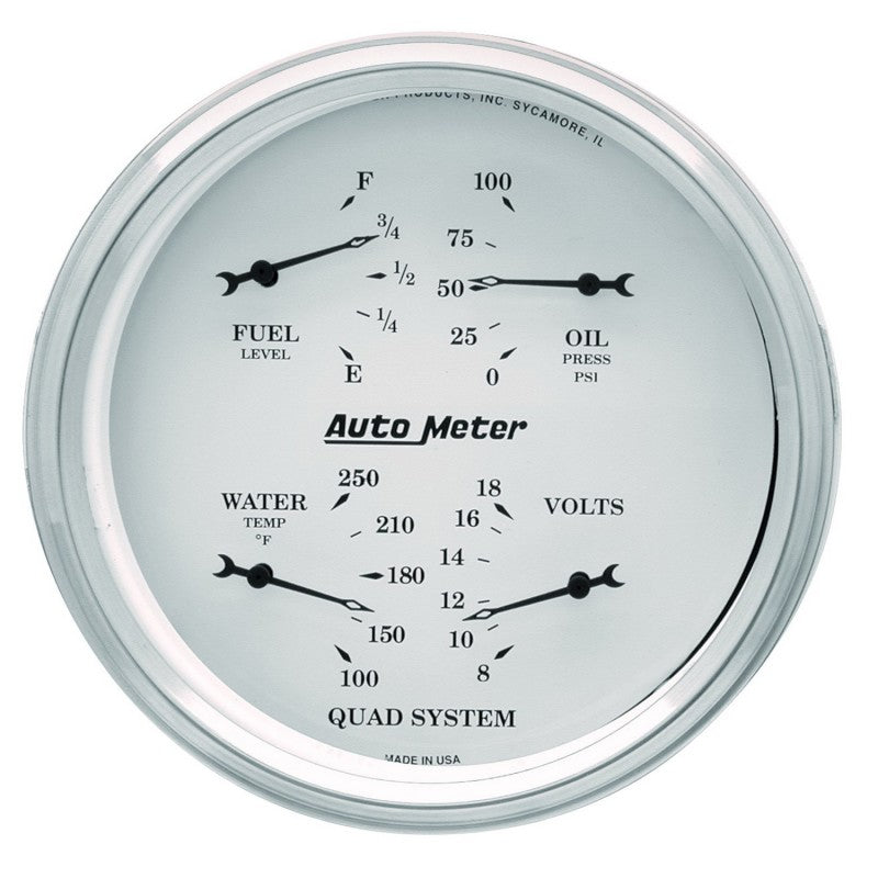 AutoMeter Gauge Quad 5in. 0 Ohm(e) to 90 Ohm(f)Elec Old Tyme White AutoMeter Gauges