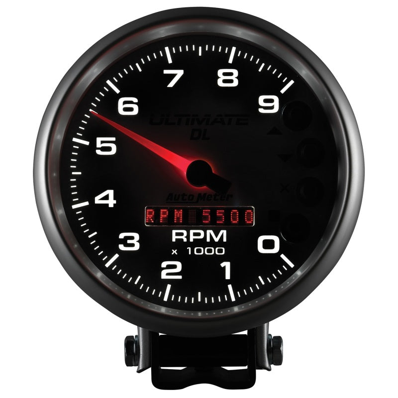 AutoMeter Gauge Tach 5in. 9K RPM Pedestal Datalogging Ultimate Dl Playback Silver AutoMeter Performance Monitors