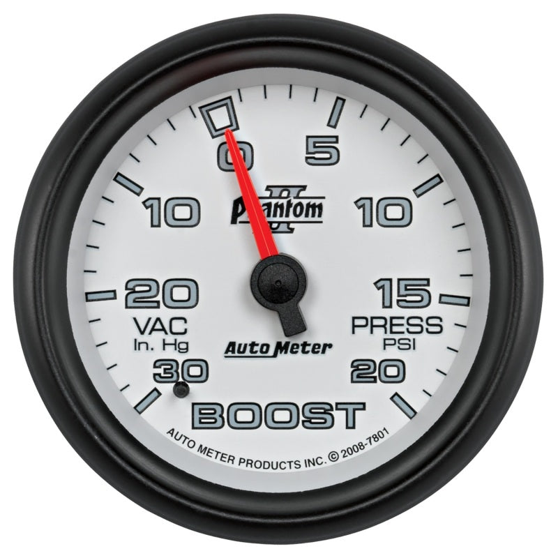 AutoMeter Gauge Vac/Boost 2-5/8in. 30Inhg-20PSI Mechanical Phantom II AutoMeter Gauges