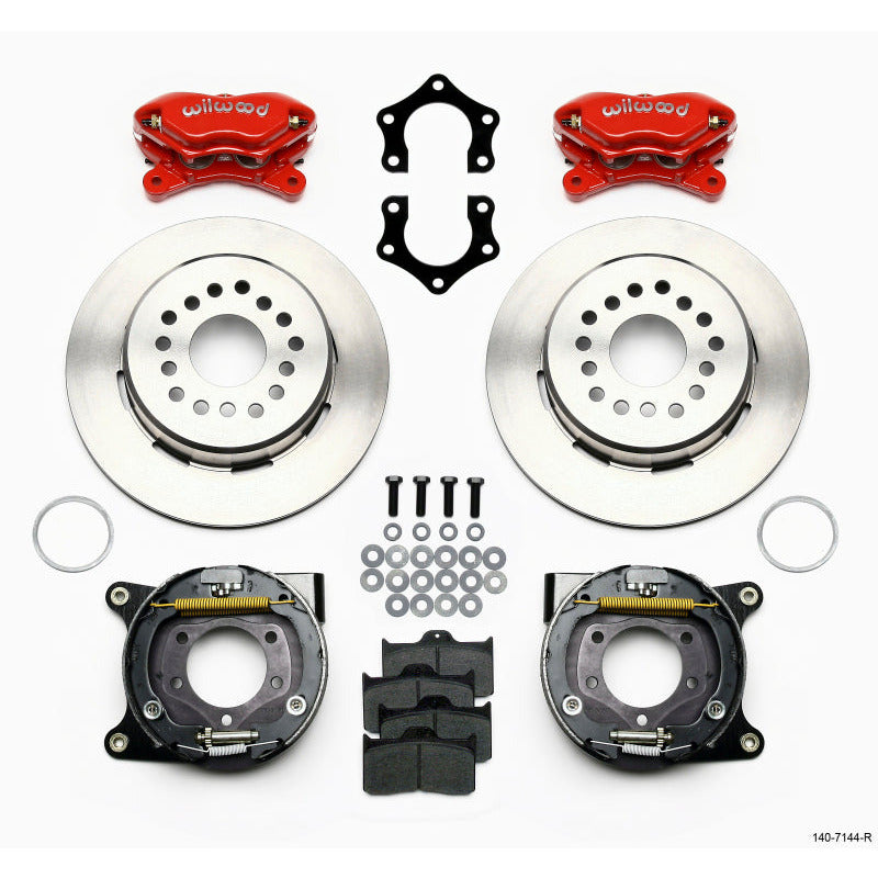 Wilwood Forged Dynalite P/S Park Brake Kit Red Mopar/Dana 2.36in Off w/Snap Ring Brng Wilwood Big Brake Kits