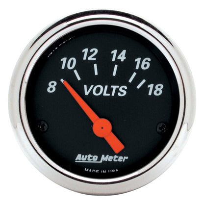 Autometer Designer Black 2 1/16in 18 Volt Electronic Voltage Gauge AutoMeter Gauges