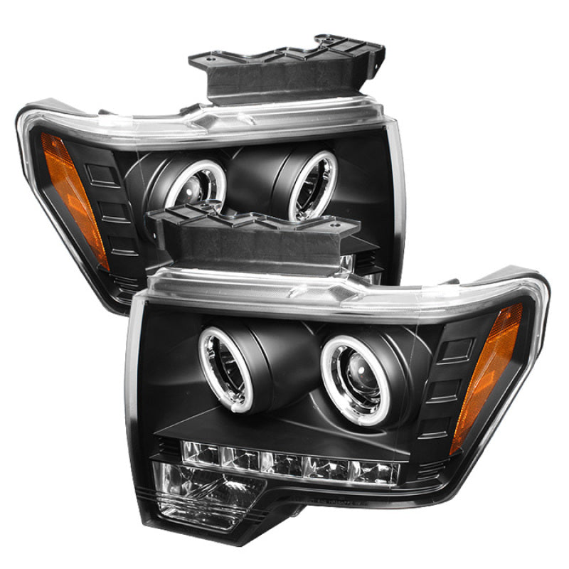 Spyder Ford F150 09-14 Projector Headlights Halogen Model- CCFL Halo LED Blk PRO-YD-FF15009-CCFL-BK