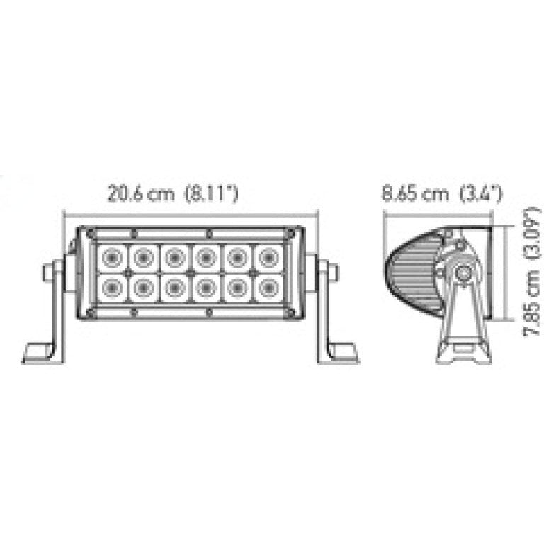 Hella Value Fit 8in Light - 36W Dual Row White Housing Flood Beam - LED Hella Light Bars & Cubes