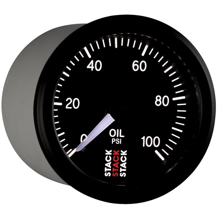 Autometer Stack 52mm 0-100 PSI 1/8in NPTF (M) Mechanical Oil Pressure Gauge - Black AutoMeter Gauges