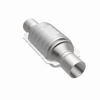 MagnaFlow Univ Conv 2in In/Out Ctr/Ctr Round 9in Body L x 5.125in W x 13in Overall L Single O2 Port
