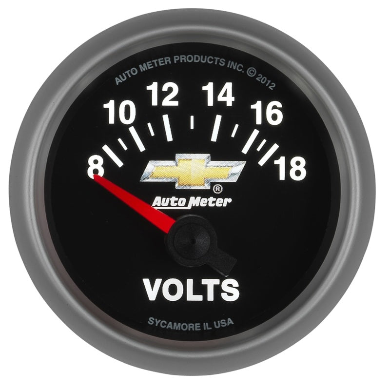 AutoMeter Gauge Voltmeter 2-1/16in. 18V Electric Chevy Gold Bowtie AutoMeter Gauges