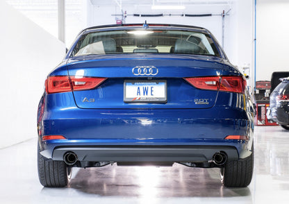 AWE Tuning Audi 8V A3 Touring Edition Exhaust - Dual Outlet Chrome Silver 90 mm Tips