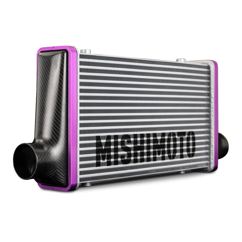 Mishimoto Universal Carbon Fiber Intercooler - Gloss Tanks - 450mm Silver Core - C-Flow - GR V-Band