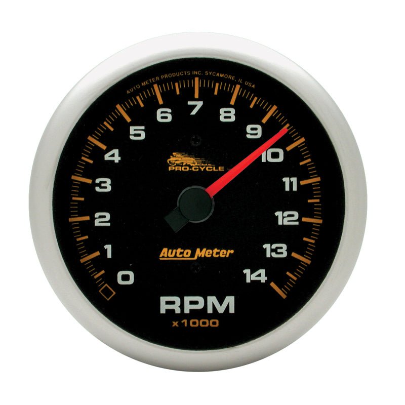 Autometer Pro-Cycle Gauge Tach 3 3/4in 14K Rpm 2 & 4 Cylinder Black AutoMeter Gauges