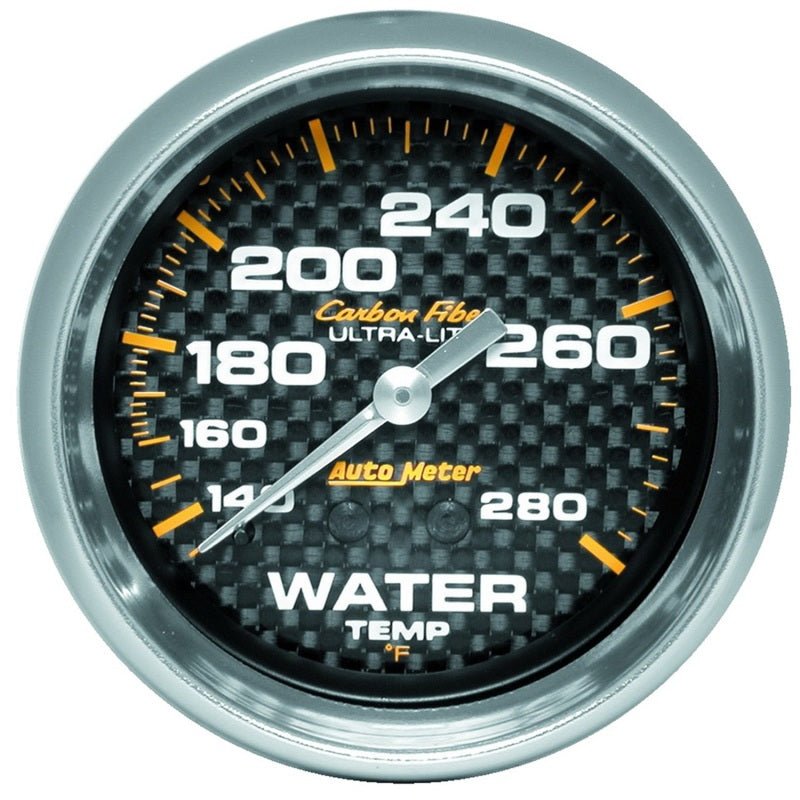 Autometer Carbon Fiber 2-5/8in 140-280 Deg F Mechanical Water Temp Gauge AutoMeter Gauges