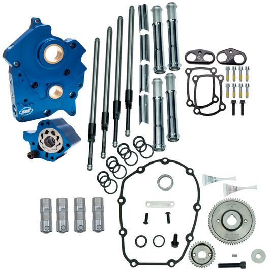 S&S Cycle 2017+ M8 Oil Cooled Models Gear Drive Cam Chest Kit w/o Cam - Chrome Pushrod Tubes