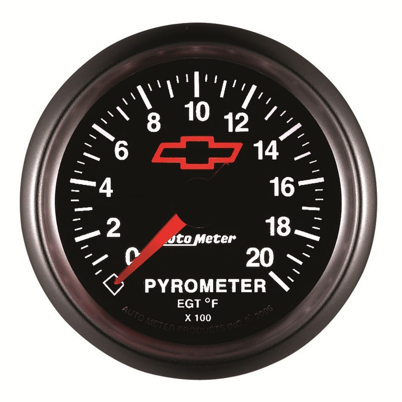 AutoMeter Gauge Pyrometer (Egt) 2-1/16in. 2000 Deg. F Stepper Motor Chevy Red Bowtie Black AutoMeter Gauges