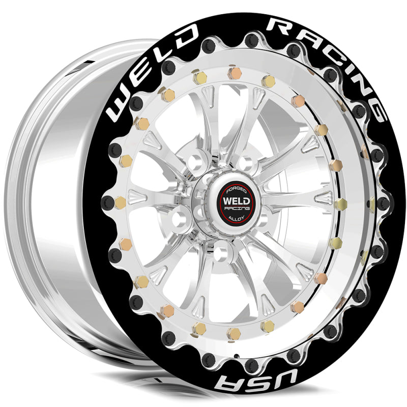 Weld S77 17x10 / 5x4.5in BP / 7.8in. BS / 58mm O/S Polished Center Wheel - Single Beadlock Weld Wheels - Forged