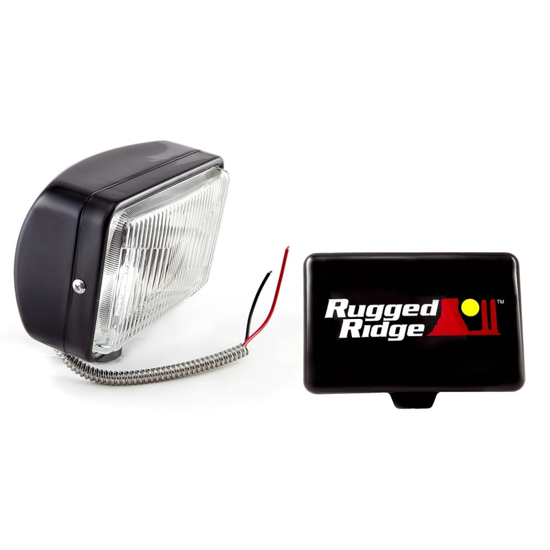 Rugged Ridge 5-In x 7-In Halogen Fog Light Black Steel Housing Rugged Ridge Light Accessories and Wiring