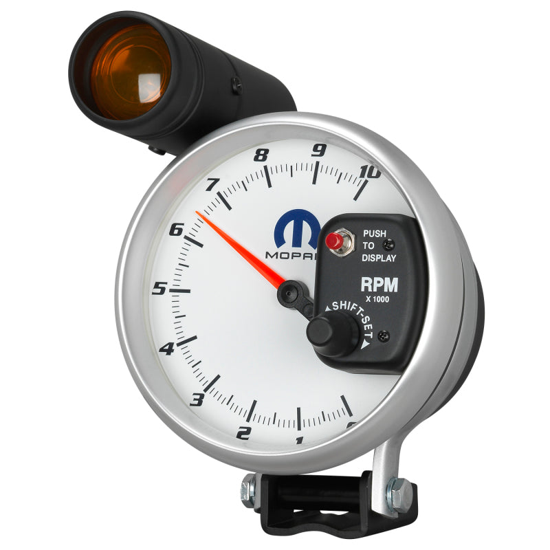 AutoMeter Gauge Tachometer 5in. 10K RPM Pedestal W/ Ext. Shift-Lite White Mopar AutoMeter Gauges