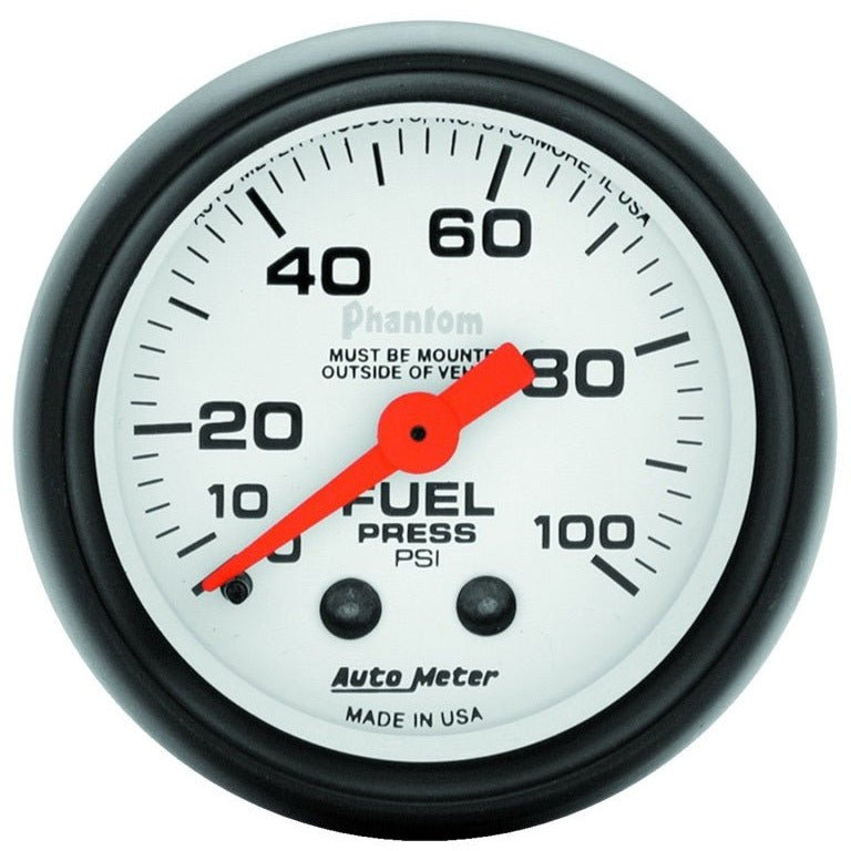Autometer Phantom 52mm 100 PSI Mechanical Fuel Pressure Gauge AutoMeter Gauges