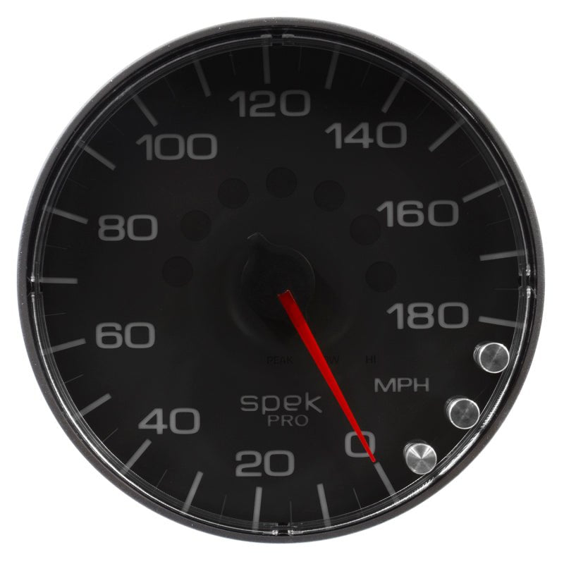 Autometer Spek-Pro Gauge Speedometer 5in 180 Mph Elec. Programmable Black/Black AutoMeter Gauges