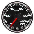 Autometer Spek-Pro Gauge Fuel Press 2 1/16in 100psi Stepper Motor W/Peak & Warn Blk/Chrm AutoMeter Gauges