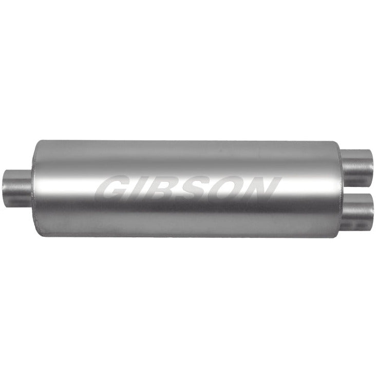 Gibson SFT Superflow Center/Dual Round Muffler - 7x24in/3in Inlet/2.5in Outlet - Stainless Gibson Muffler