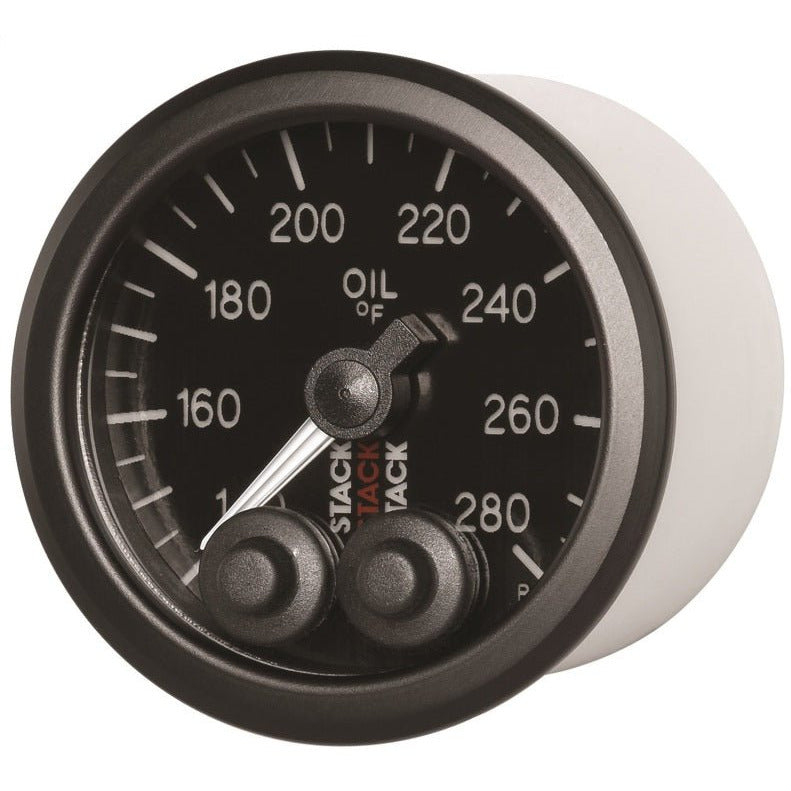 Autometer Stack Instruments 52mm 140-280 Deg F 1/8in NPTF Male Pro Control Oil Temp Gauge - Black AutoMeter Gauges