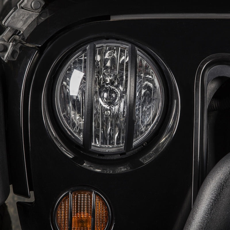 Rugged Ridge 07-18 Jeep Wrangler JK Black Elite Pivotal Headlight Euro Guard Rugged Ridge Light Covers and Guards