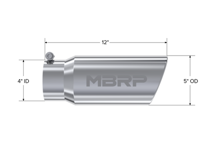 MBRP Universal Tip 5 O.D. Angled Rolled End 4 inlet 12 length