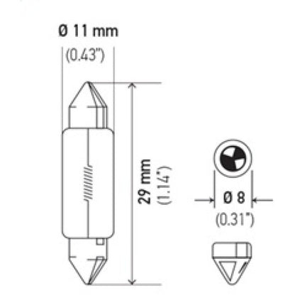 Hella Bulb 6430 24V 3W SV7-8 T2.5 8x29mm Hella Bulbs