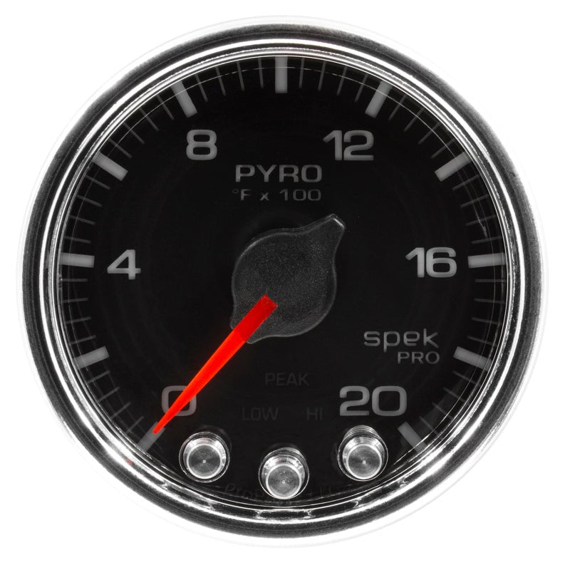 Autometer Spek-Pro Gauge Pyro. (Egt) 2 1/16in 2000f Stepper Motor W/Peak & Warn Blk/Chrm AutoMeter Gauges