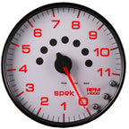 Autometer Spek-Pro Gauge Tachometer 5in 11K Rpm W/Shift Light & Peak Mem White/Black AutoMeter Gauges