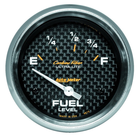 AutoMeter Gauge Fuel Level 2-5/8in. 73 Ohm(e) to 10 Ohm(f) Elec Carbon Fiber AutoMeter Gauges