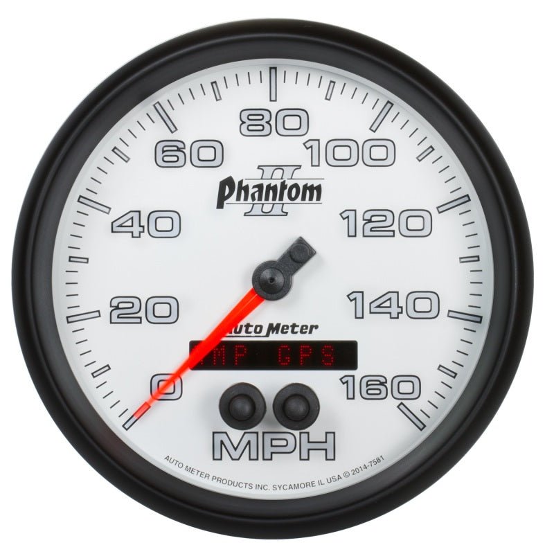 Autometer Phantom II 5in 0-140MPH In-Dash Electronic GPS Programmable Speedometer AutoMeter Gauges