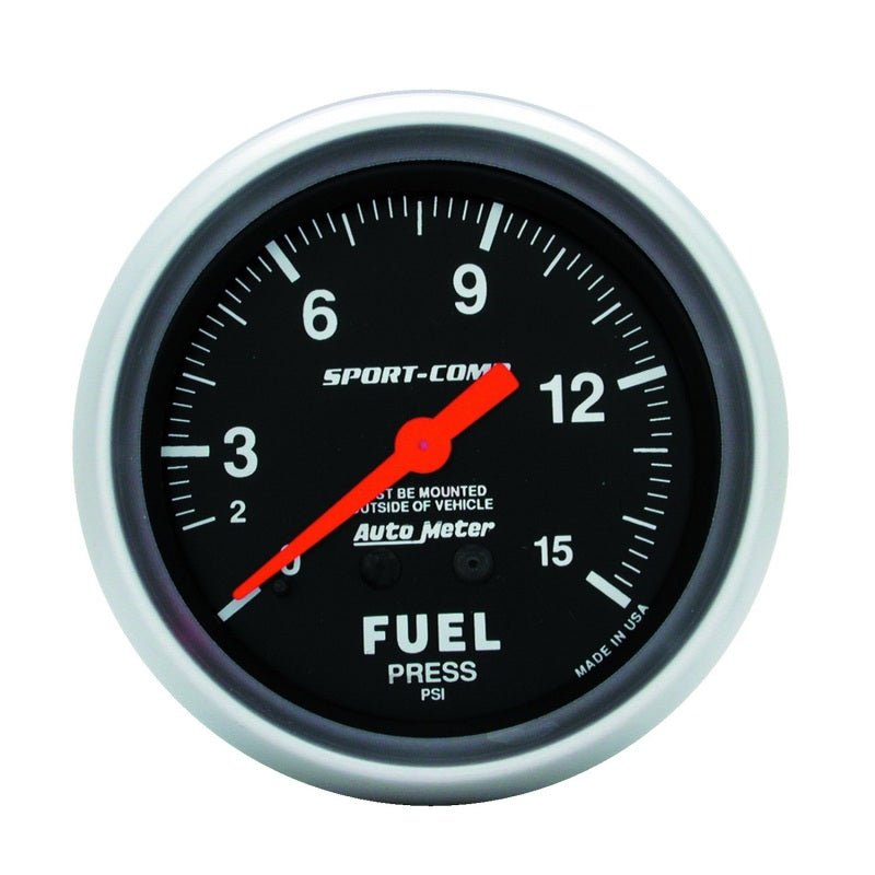 Autometer Sport-Comp 2 5/8in 0-15 PSI Mechanical Fuel Pressure Gauge AutoMeter Gauges