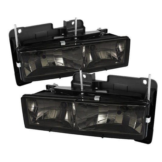 Xtune Chevy Suburban 88-98 Crystal Headlights Smoke HD-JH-CCK88-SM SPYDER Headlights